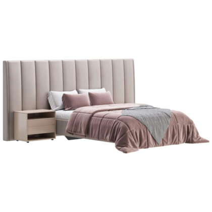 Polsterbett in Taupe mit hohem Kopfteil