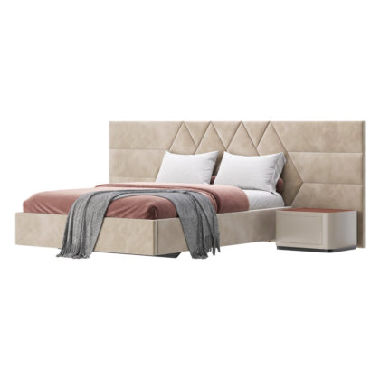 Luxus-Polsterbett Beige mit gesteppter Kopfteilwand